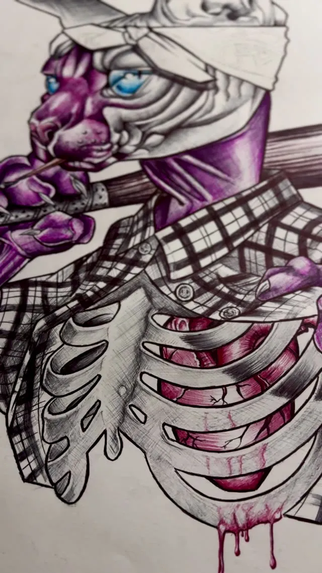 Ilustración de un personaje en tinta y color — Clandestine Art Studio Marmolejo