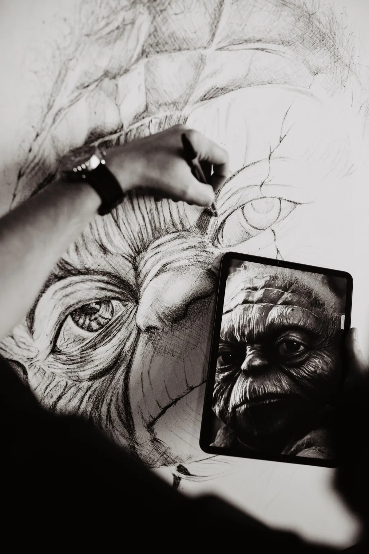 Boceto de ojo y retrato — Clandestine Art Studio Marmolejo